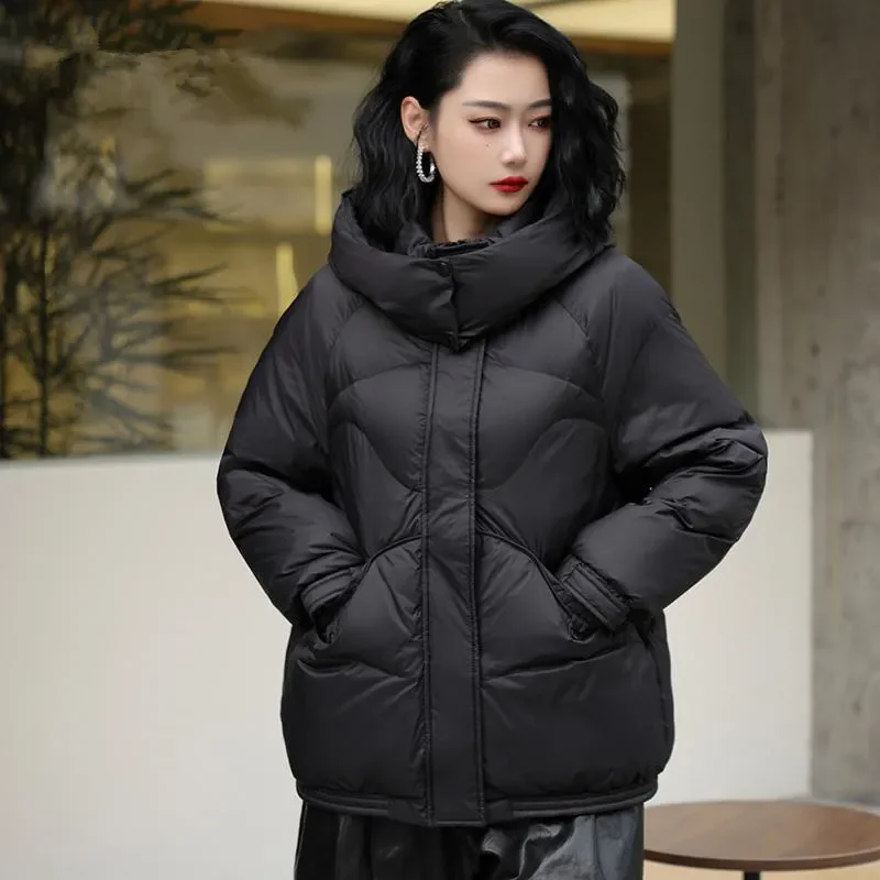 2025 Nuova giacca invernale da donna Parka caldo Top a maniche lunghe Giacche imbottite in cotone casual Nero Marrone Berretto staccabile Capispalla con cappuccio