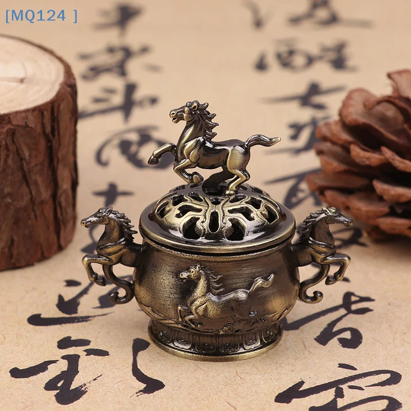【MQ124】Alloy Incense Burner Horse Lucky Hollow Lotus Incense Censer Seashell Incense Holder Mini 2026 Year Of The Horse Stove