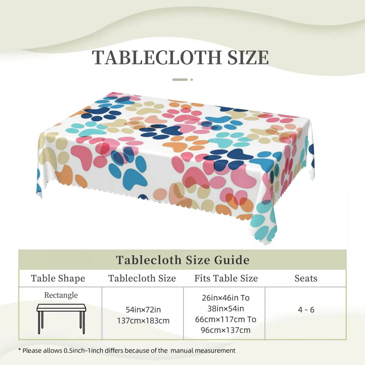Paw Print Pet Animal Cat Paw Customized Rectangular Tablecloth Oilproof Table Cover for Festival Party Decorations Table Cloth