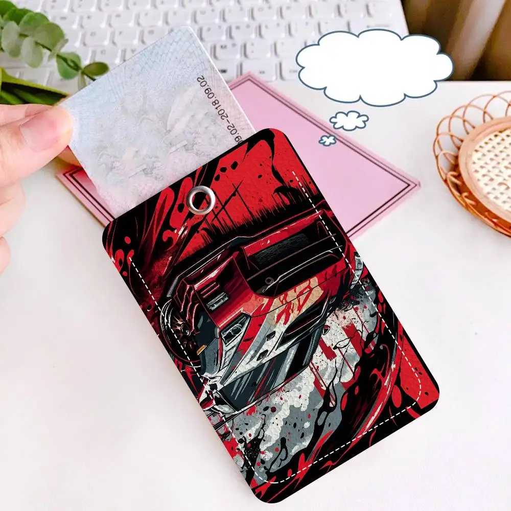 سباق نمط الفن 1 قطعة بو الجلود حامل البطاقة المفاتيح حلقة رئيسية قفل الباب الوصول العلامات بطاقة الهوية حالة المفاتيح بطاقة