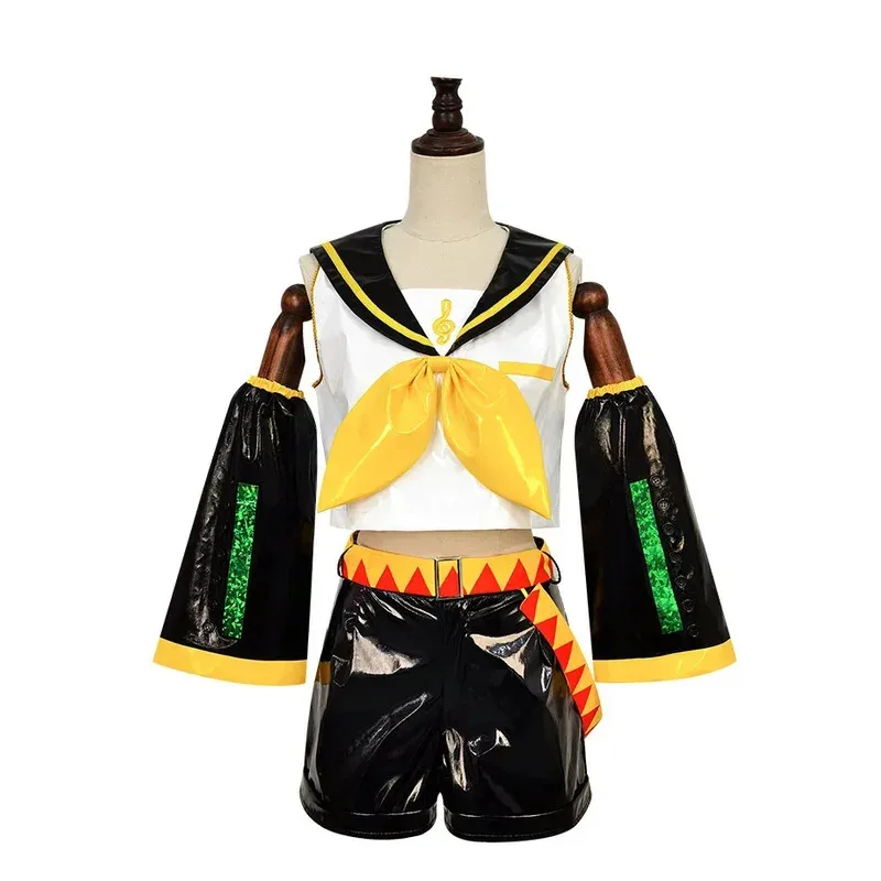 Costumes de Cosplay Anime Kagamine Rin Len, uniforme japonais Kagamine Piapro Halloween hauts et shorts pour femmes et hommes, Leggings, couvre-chef
