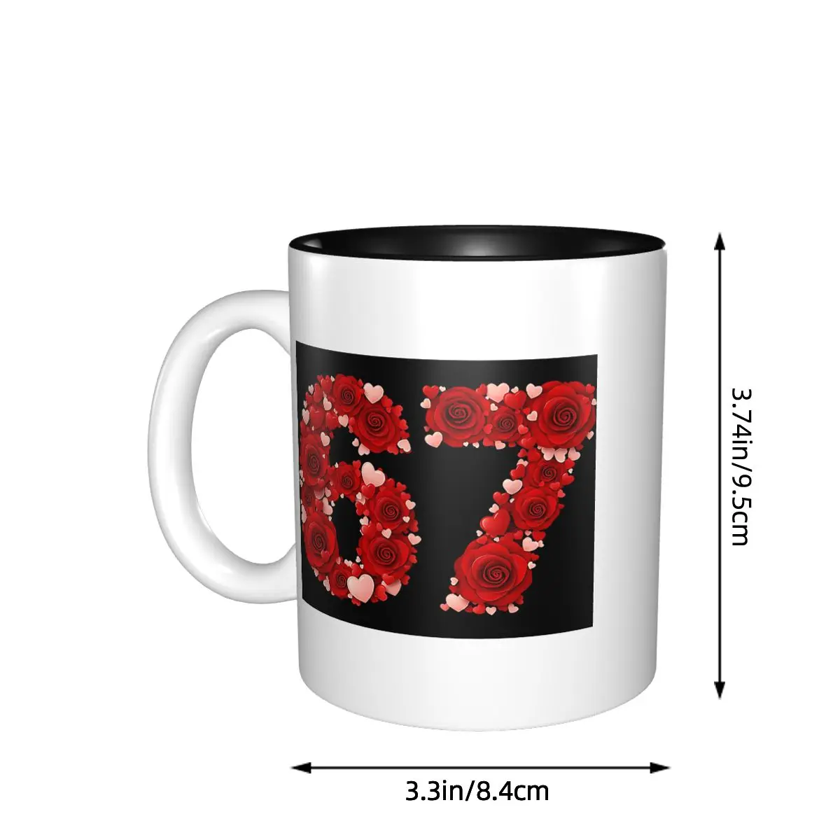 Valentine 67 Meme Rose Hearts Funny Six Seven Valentines Mug Ceramic Coffee Cups Tea Mugs Milk Cup Drinkware Gift for Woman Man