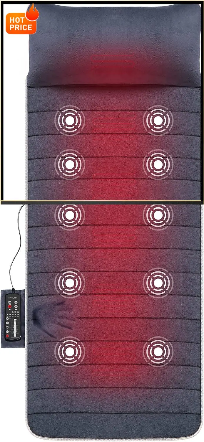 

BestsellerMemory Foam Massage Mat with Heat, 10 Vibrating Motors Full Body Massager Pad for Back Pain Relief, 6 Heating Pads for