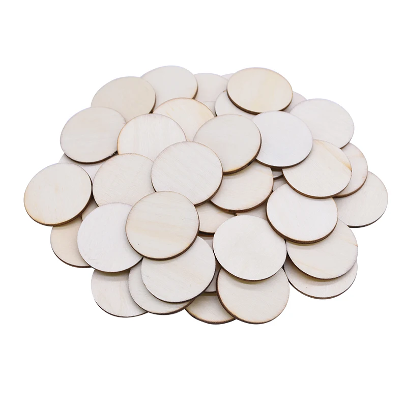 Natural Round Shape Wood Chip Unfinished Wood Cutout Circles Without Hole DIY Handmake Wooden Craft Wedding Home Decor Supplies