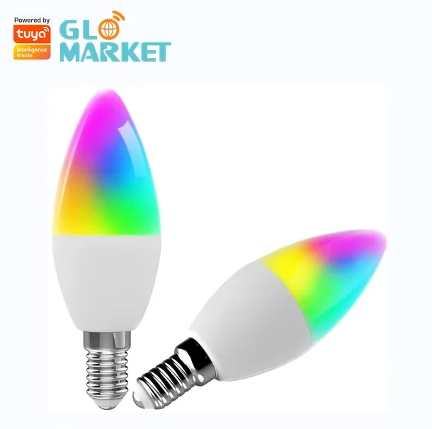 

Glomarket Tuya WiFi Smart LED Bulb 5W Candle Light Bulb Support Alexa Google Home Voice Control Smart Atmosphere Lamp