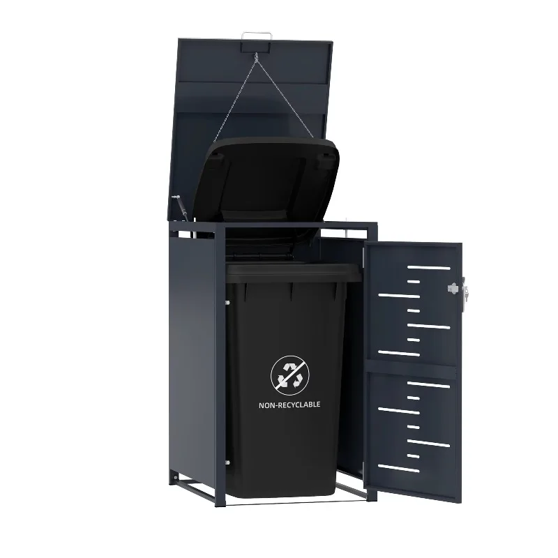 

Горячий продавать мусорный бак для хранения на открытом воздухе, стальной уличный мусорный бак, шкаф, оцинкованный мусорный бак, 240 л, большой размер, цвет антрацит
