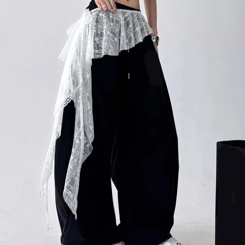 New Korean Lace Trim Skirt Curtain Y2K Belted Half Skirt Butt Curtain Skirt Women's High Waist Small Apron Trim Apron Headdress