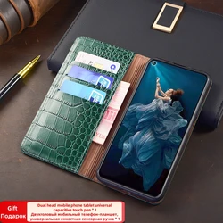Crocodile Pattern Genuine Leather Phone Case For Samsung Galaxy S25 S24 S23 S22 S21 S20 FE Ultra Plus Luxury Wallet Flip Cover