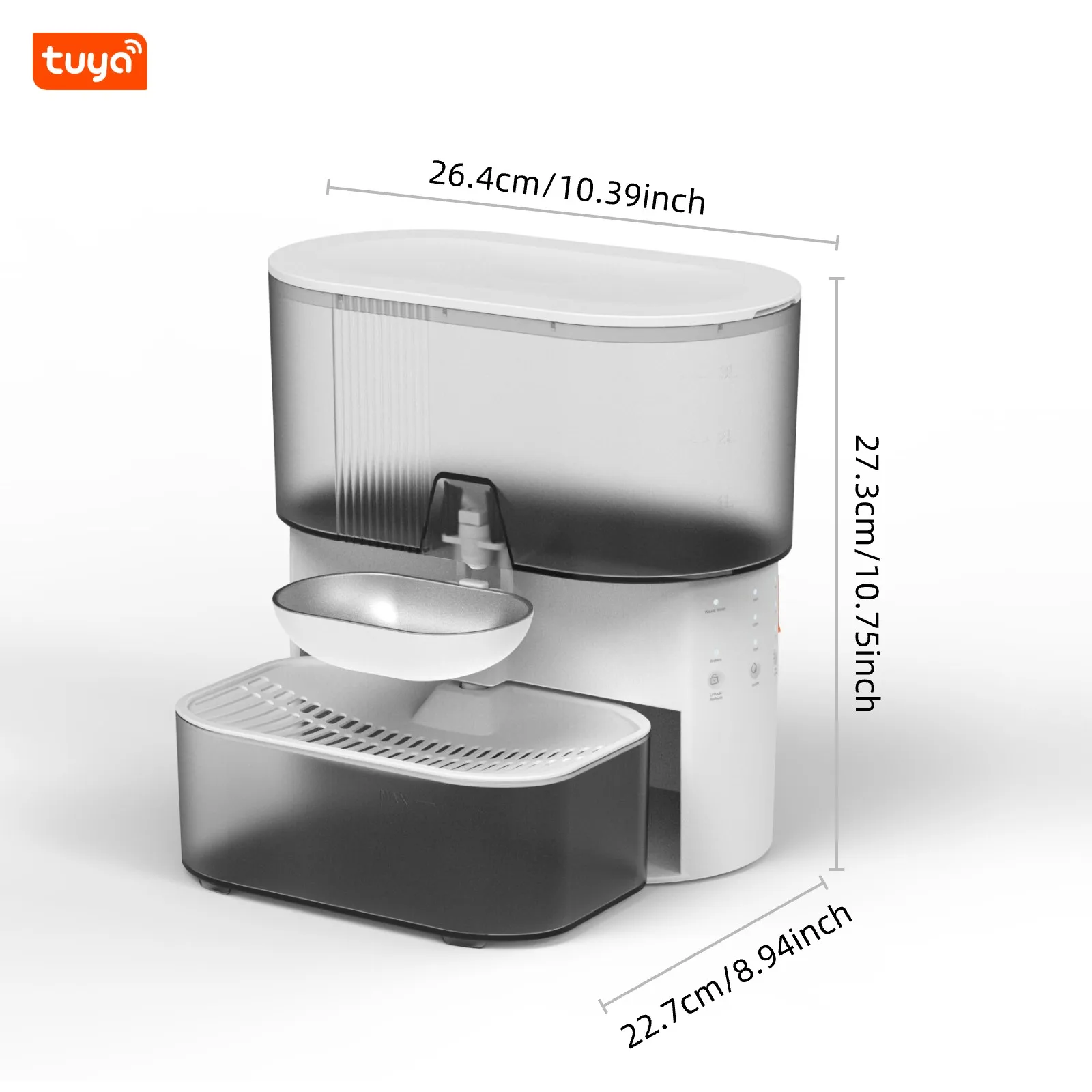 3L Pet Water Fountain,No Filter,Rechargeable Automatic Water Dispenser forCat&Small Dog,Wastewater Separation Always Fresh Water