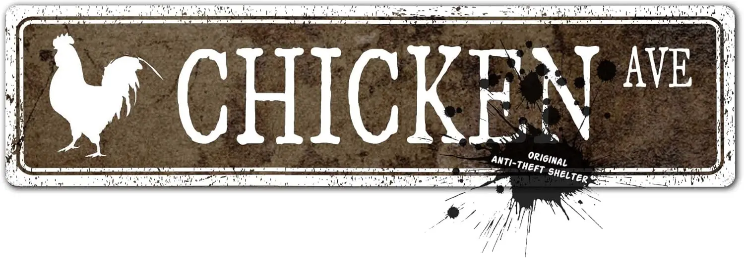 Vintage Chicken AVE Street Signs Rustic Metal Tin Sign Farmhouse Home Decor Retro Road Signs Country Wall Art Man Cave Decorativ