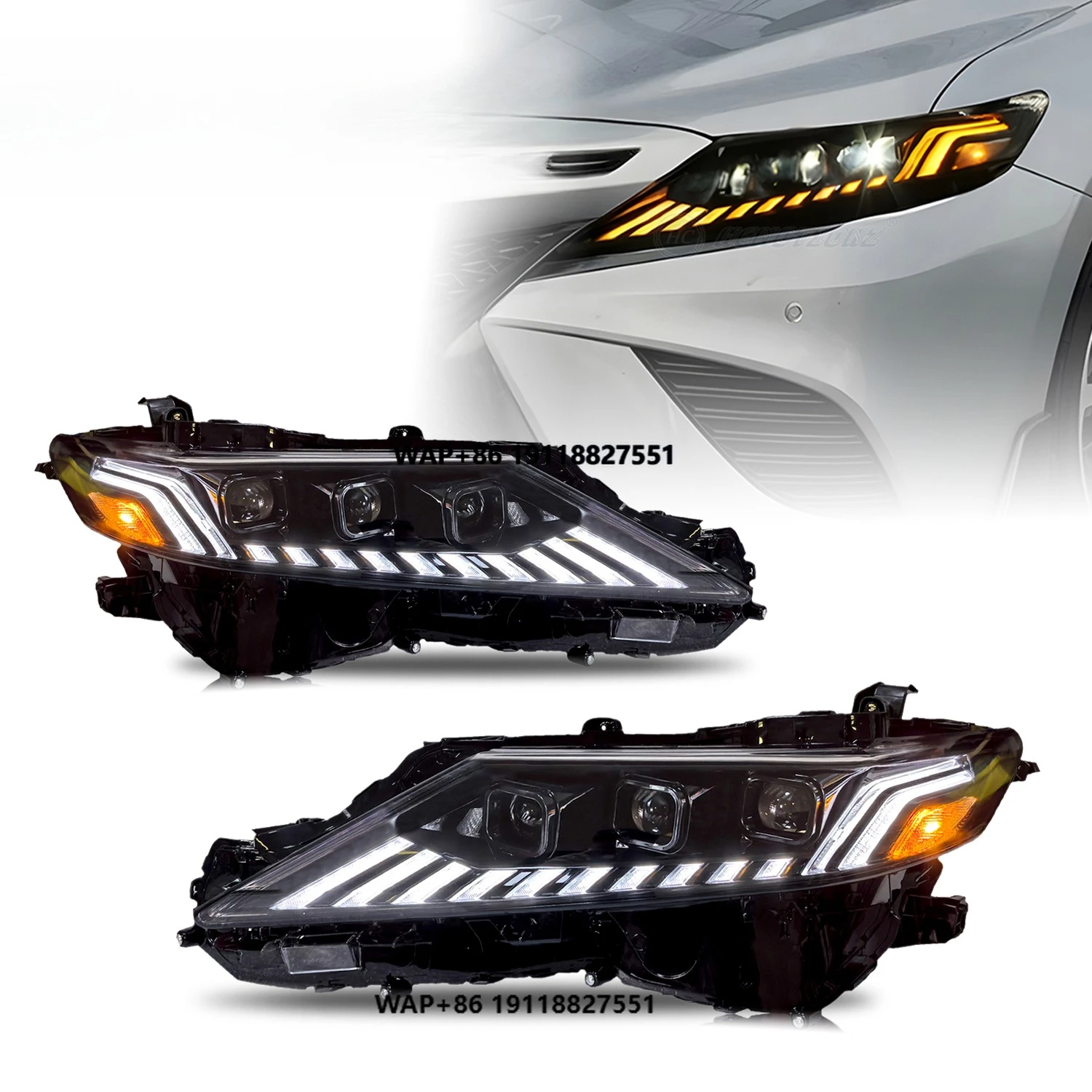 

HCMOTIONZ LED Head Lights Assembly XLE Ascent SX XV70 2018-2022 Daihatsu Altis DRL Animation Car Front Lamps for