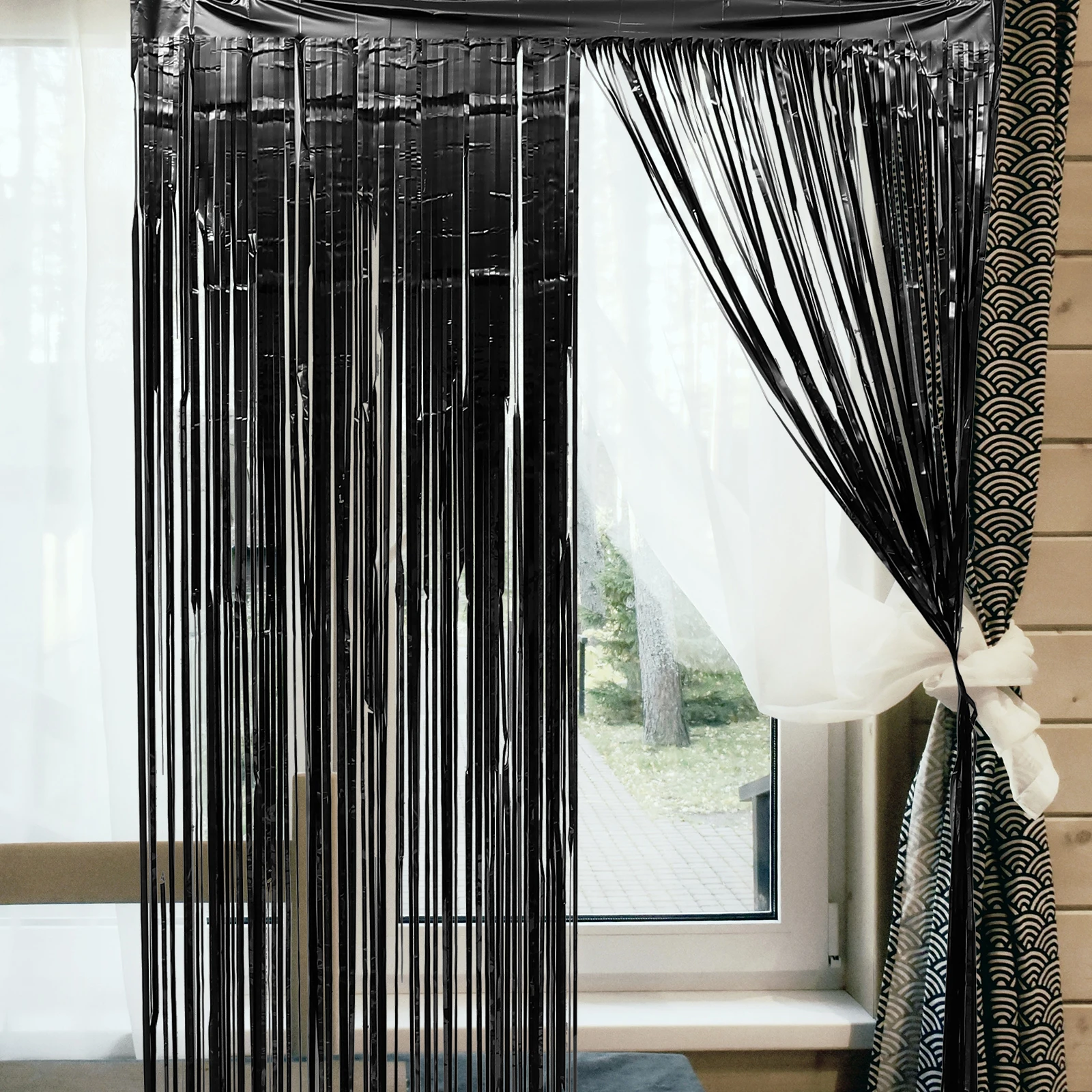 

5Pcs Thick Shiny Door Curtain 1x2m Black Wedding Party Decor Backdrop Streamer Fringe Curtains Stage Decorations Tinsel