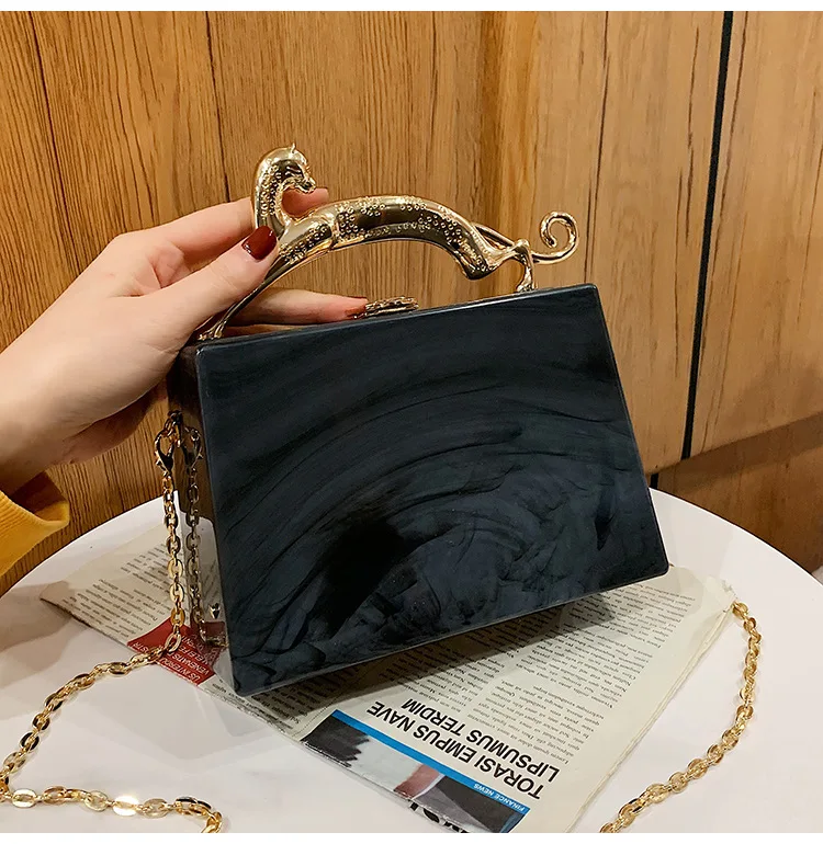 Luxury Acrylic Women Handbag With Metal Portable Designer Small Shoulder Bag Ins Chains Crossbody Bags For Women Hot Evening Bag