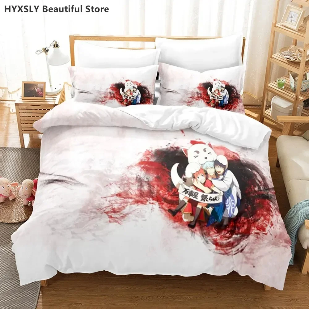 Gintama Bedding Set Duvet Cover Pillowcases For Adult Kids Single Double Full Queen King Kids Teens Sakata Gintoki Bed Linen