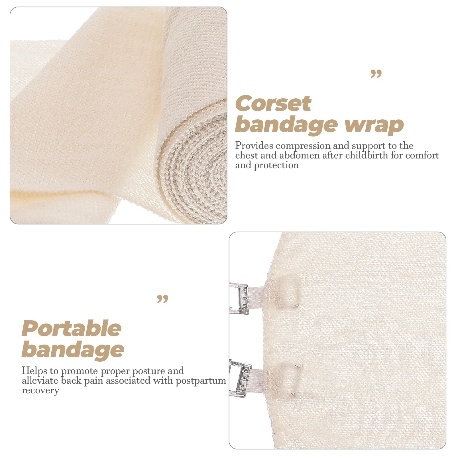 Bande de soutien du ventre pour femme, bandage corset, gaze 03-utilisation, accessoire post-partum, 2 rouleaux