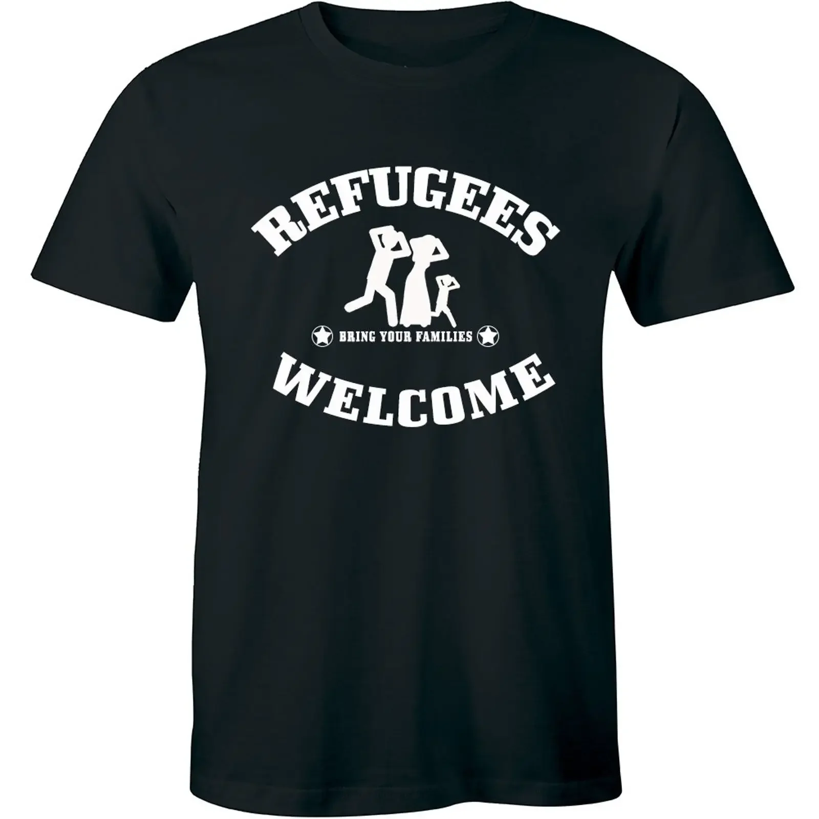 Refugees Bring Your Families Welcome USA Anti Travel Ban Men's T Shirt  vintage Washed streetwear Soft Slightly