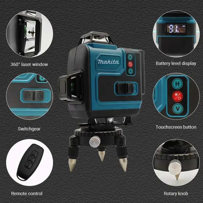 

Makita High-Precision 16-Line 360 Horizontal Vertical Cross Level Green Light Laser High-Precision Wall-Mounted Portable Tool