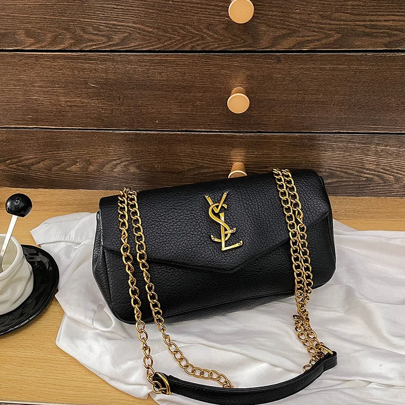 

Luxury and fashionable women's chain shaped handbag PU leather women's single shoulder crossbody bag lightweight commuting bag