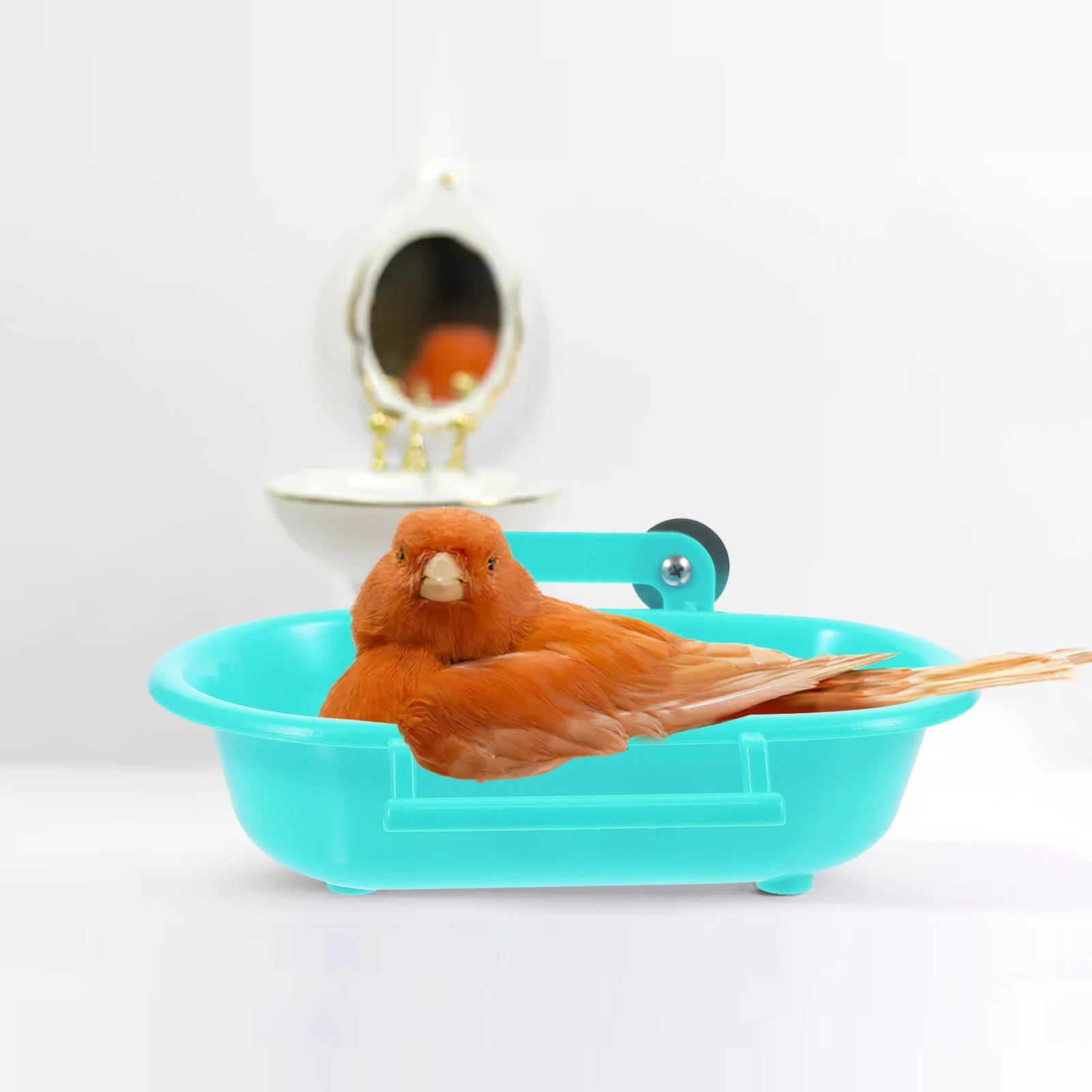 

2PCS Parrot Bath Basin for Cage Lightweight Reusable Bird Bathtub Hanging Small Compact PP Material Green Pet