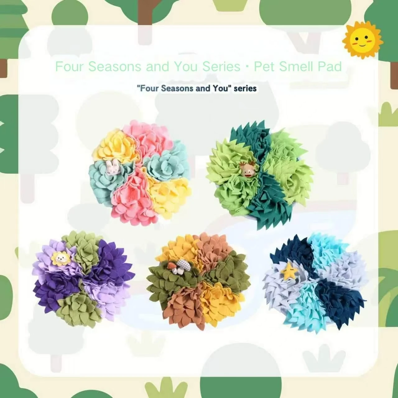 Serie 'Four Seasons and You' Schnüffelmatte für Hunde und Kleintiere, Lehrreiche Slow-Feeding Anti-Erstickungs-Futtermatte