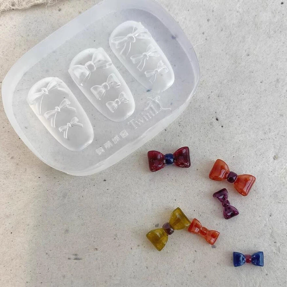ثلاثية الأبعاد Bowknot السحر مسمار الفن قالب من السيليكون Kawaii الرجعية الشريط القوس مسمار الديكور مسمار نحت قالب شفاف مانيكير MoldTool #2
