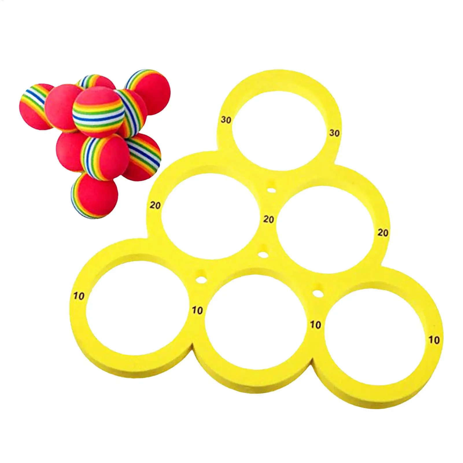 Juego de piscina flotante para deportes acuáticos, juguete divertido con 10 bolas de arcoíris, juego de lanzamiento, deportes acuáticos, círculos de lanzamiento EVA, 1 Juego