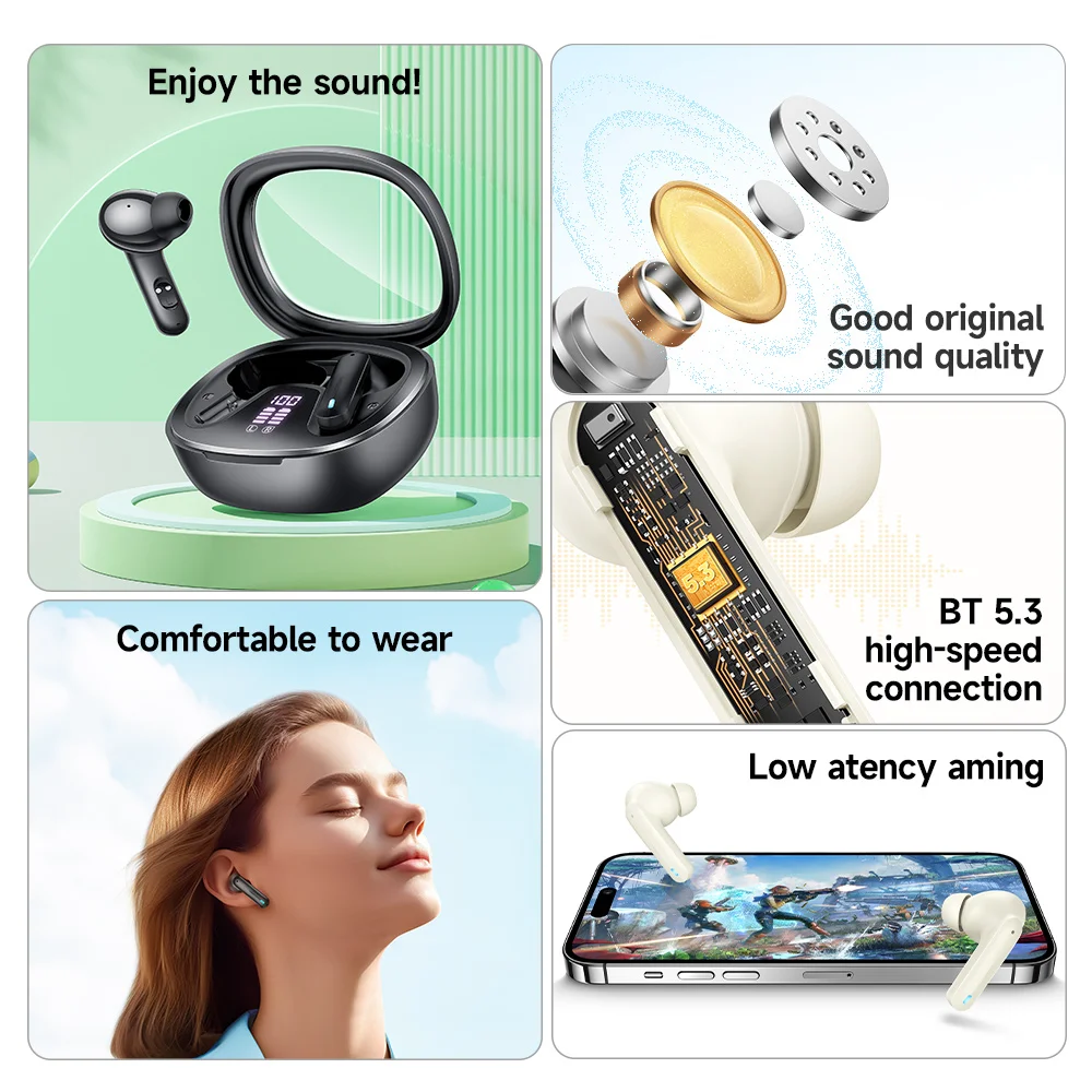 HOCO EQ6 TWS Wireless Earphone Bluetooth 5.3 Headphone Headset True Wireless Earbuds For iPhone 13 Pro Max Handsfree Ear Buds