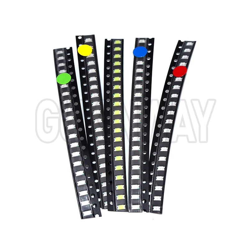 100pcs 0603 0805 1206 1210/3528 5730 SMD LED Light Emitting Diode Kit 5 Colors Miniature LED Red White Yellow Green Blue