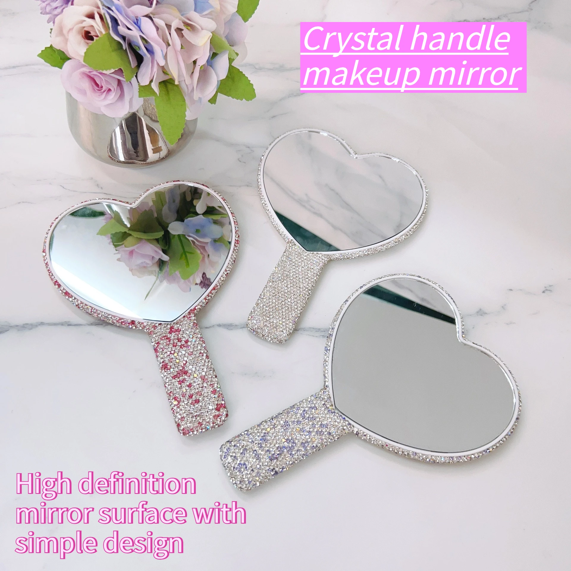 

New Fashion High Beauty Diamond Handheld Makeup Mirror Eyelash Extender Creative Makeup Tools