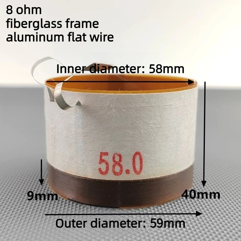 1PCS 58 Core Outer Wound Flat Aluminum Wire Speaker Coil, Fit for Diatone, Blue Whale Loudspeaker, 8 Ohm Audio Repair Accessory