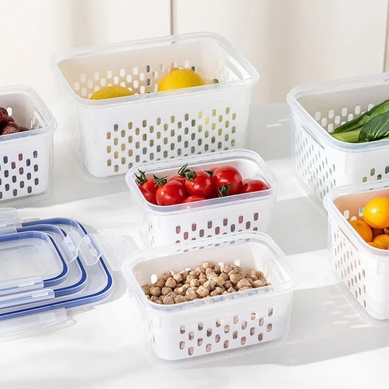 

Drainage Fresh Box Refrigerator Special Silicone Seal Fruit And Vegetable Fresh Draining Storage Box Food Freezer Fresh Box