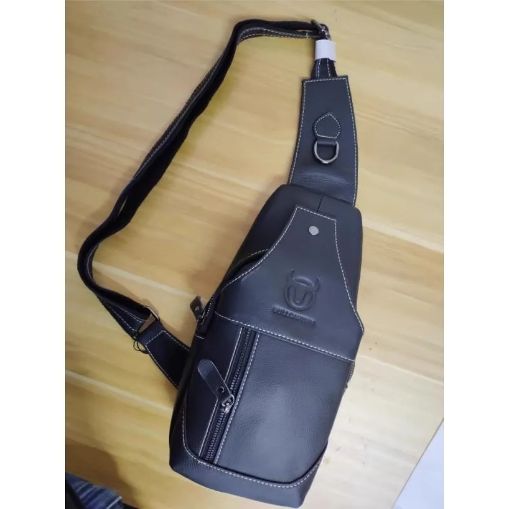 

Усовершенствованная мужская нагрудная сумка из натуральной кожи в стиле ретро, дорожная сумка из воловьей кожи с несколькими карманами