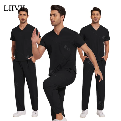 Uniformes médicos con bolsillos simples a la moda, conjunto de batas quirúrgicas para Hospital, ropa de trabajo Dental, accesorios clínicos para enfermera