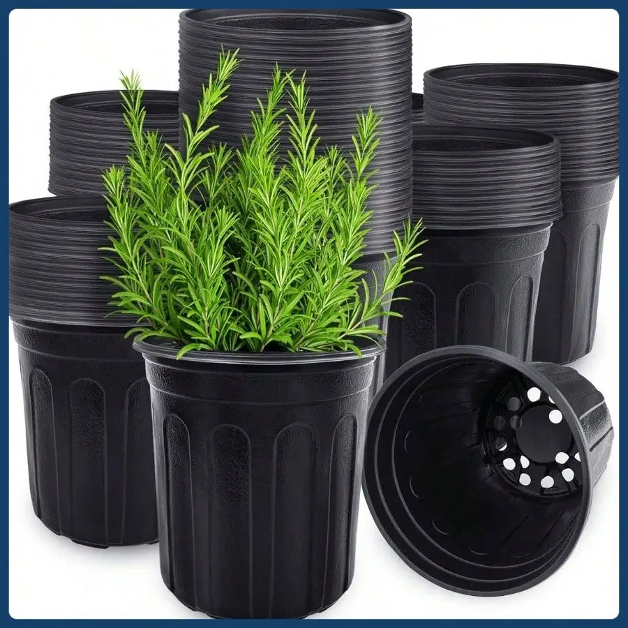 

60 1 Gallon Flexible Plant Pots, Thickened Soft Plastic Pots with Holes, Flower Plant Containers, Black