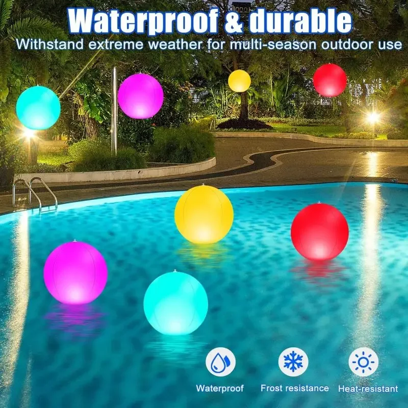 LED Light 16 Colors Luminous Beach Ball 16Colors Remote Control Floating Pool Light Waterproof Inflatable Floating Light