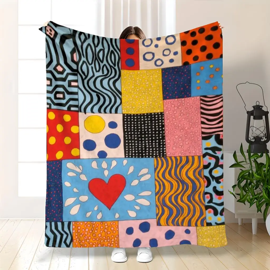 Bohemian Geometric Patchwork Blanket Throw Quilt Large Abstract Colorful Living Room Sofa Couch Bed Decor 150x200cm