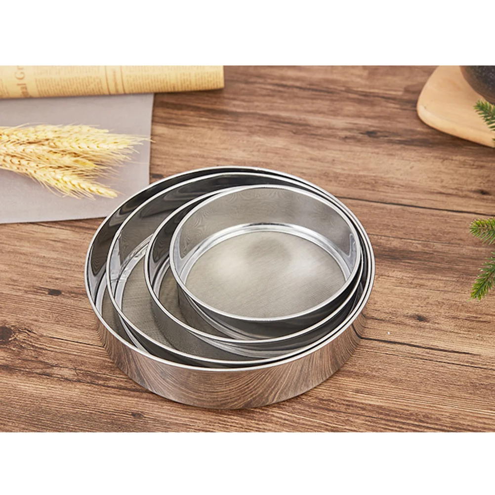 

Fine Mesh Stainless Steel Flour Sifter 60 Mesh Round Handheld Baking Sieve Sugar Strainer Dough Cake Colander Random Pattern