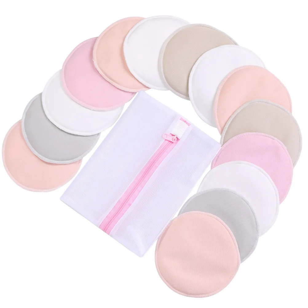 14Pcs 대나무 섬유 간호 패드 삼중층 세척 가능 통기성 안티 갈락토레아 모유 수유 패드 어머니용