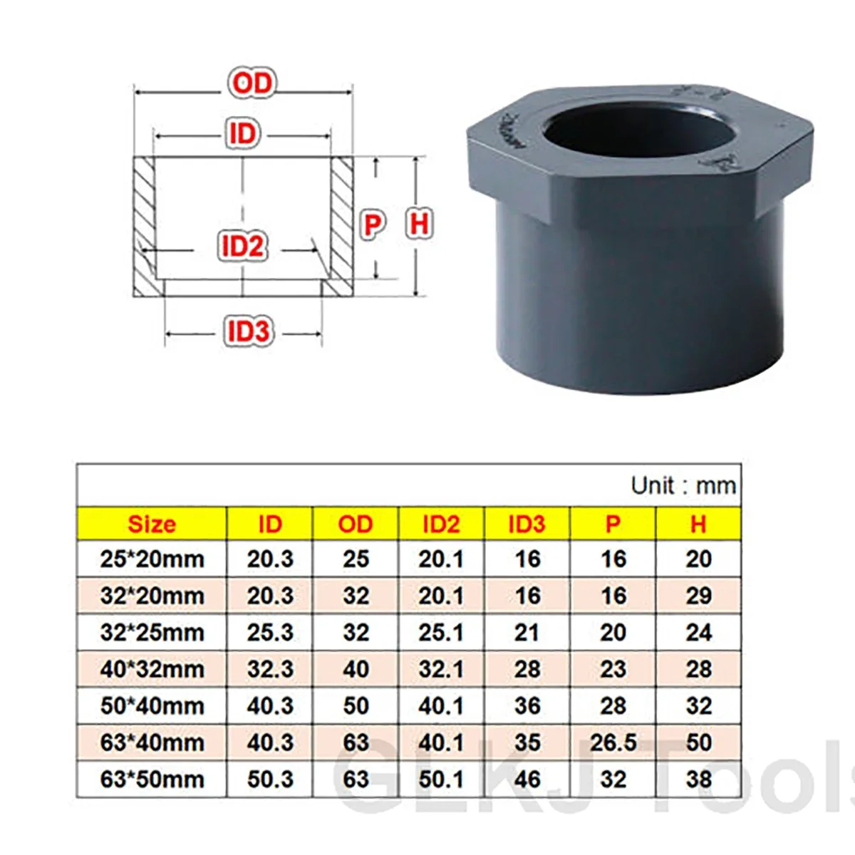 1Pc 20 25 32 40 50mm UPVC Riducendo Boccola Tubo Adattatore del Connettore di Irrigazione del Giardino PVC Raccordi Per Tubi Tubo di Plastica Giunto Accoppiatore