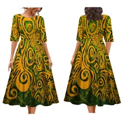 Nuovo Tapa melanestesia Pacific Island Design Plus Size abiti donna Lady elegante pieghettato Swing Fit e Flare Maxi Dress personalizzato