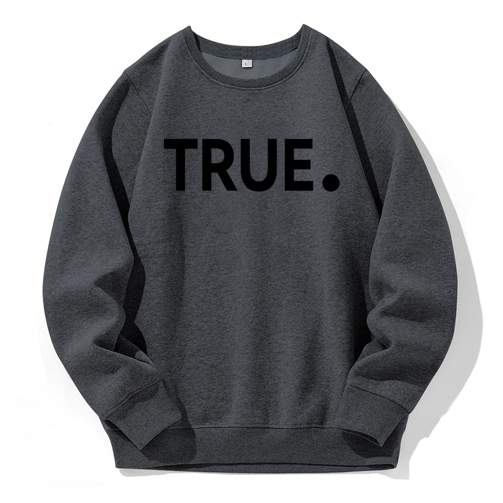 True Simple Letter Design Printing Hoodies Mens Fleece Warm O-Neck Hoodie Casual Fashion Basic Clothing Sports Street Sweatshirt