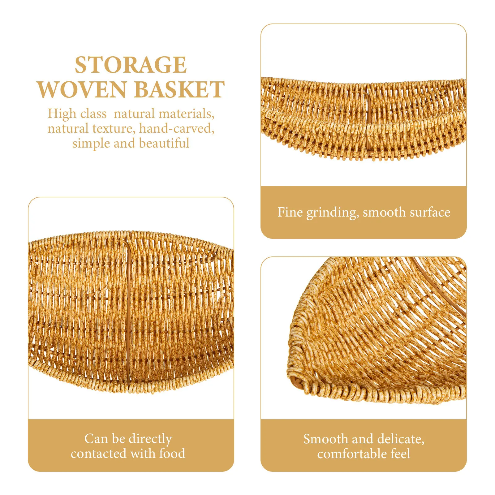 

Изящная корзина для фруктов из искусственного ротанга с плетеным дизайном, натуральная отделка, многофункциональное хранение для кухни, кладовой, хлеба, десертов