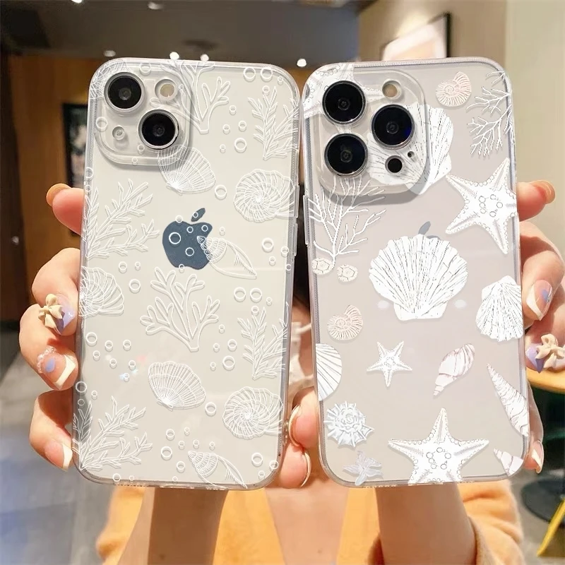 

Phone Case For Xiaomi Redmi Note 15 Pro Plus 5G 15 14 13 12 11 10 12C 13C 14C Line Ocean Transparent Shockproof Soft Clear Cover