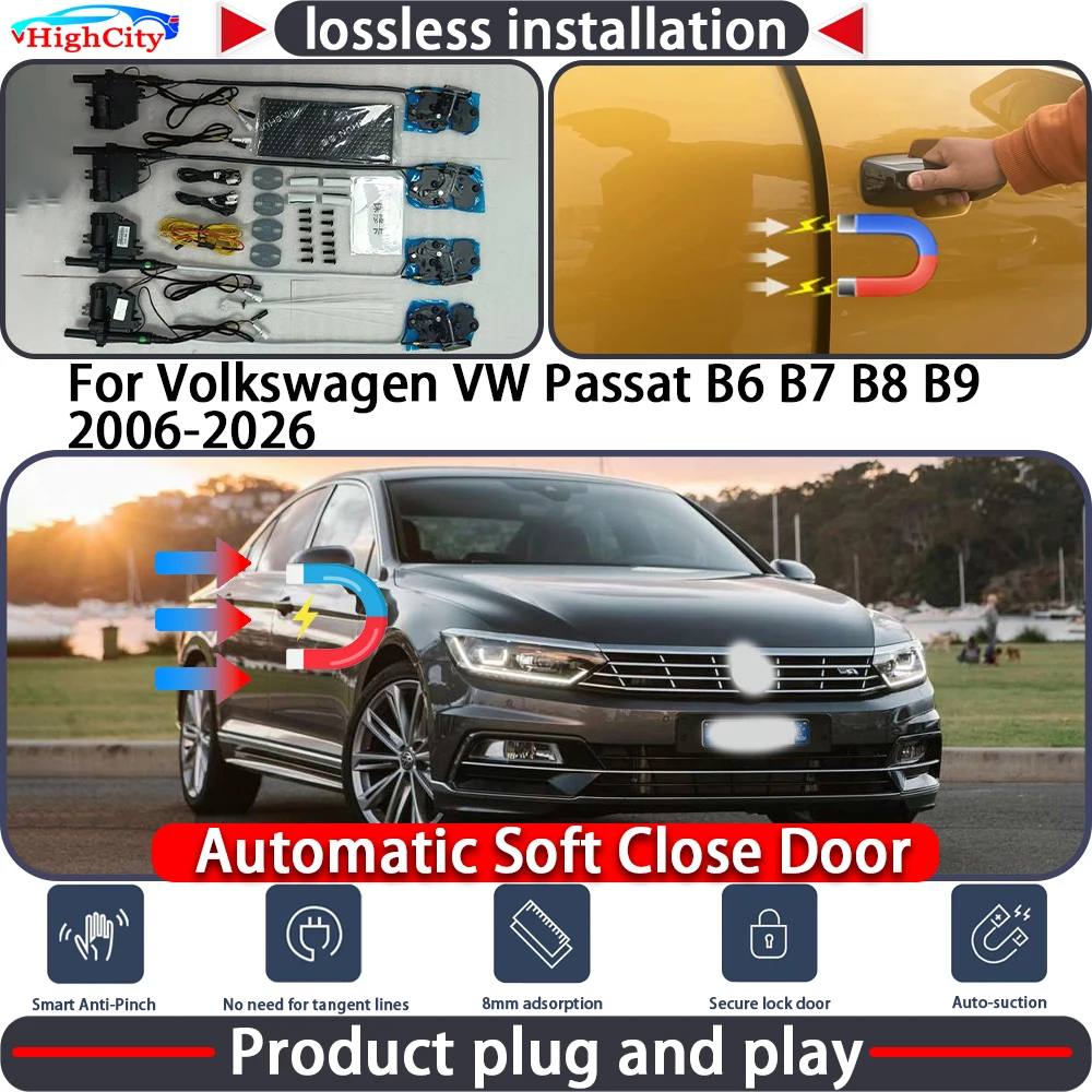 

HighCity Electric Closing Door Lock Actuator for Volkswagen VW Passat B6 B7 B8 B9 2006-2026 Soft Close Power Latch System Auto