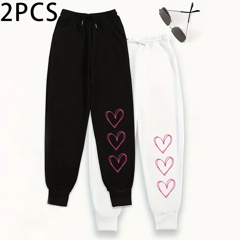 2er-Pack Damen-Jogginghose mit hoher Taille und Komfort-Lounge-Hosen-Set, 2025 Herbst-Winter-Sporthose mit elastischer Taille, 2 Stück