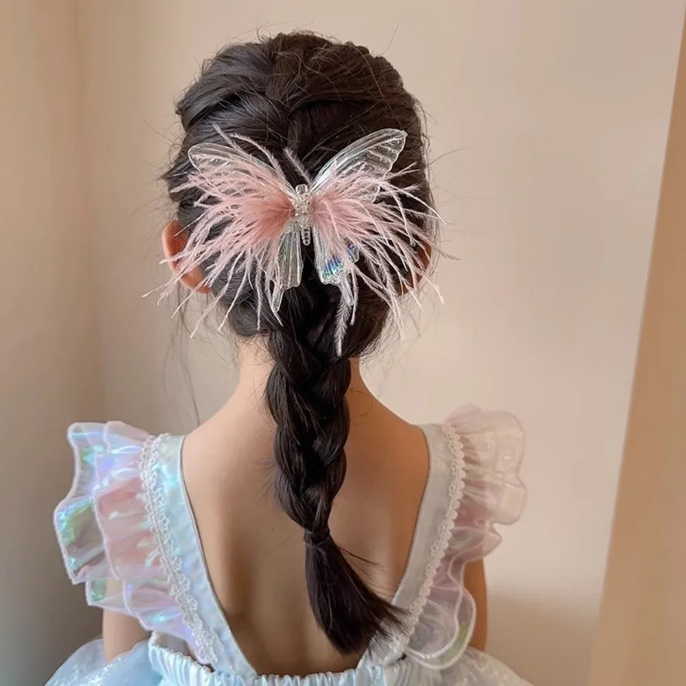 Fashion Colorful Feather Hair Clips Shiny Fairy Headdress Butterfly Barrette Princess Hairpins Hair Accessories