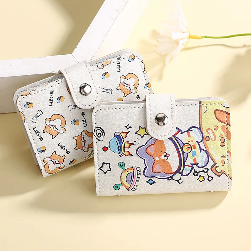 Porte-cartes de dessin animé mignon pour femme, grande capacité, fente multi-cartes, petit sac de crédit, portefeuille, porte-monnaie, portefeuilles