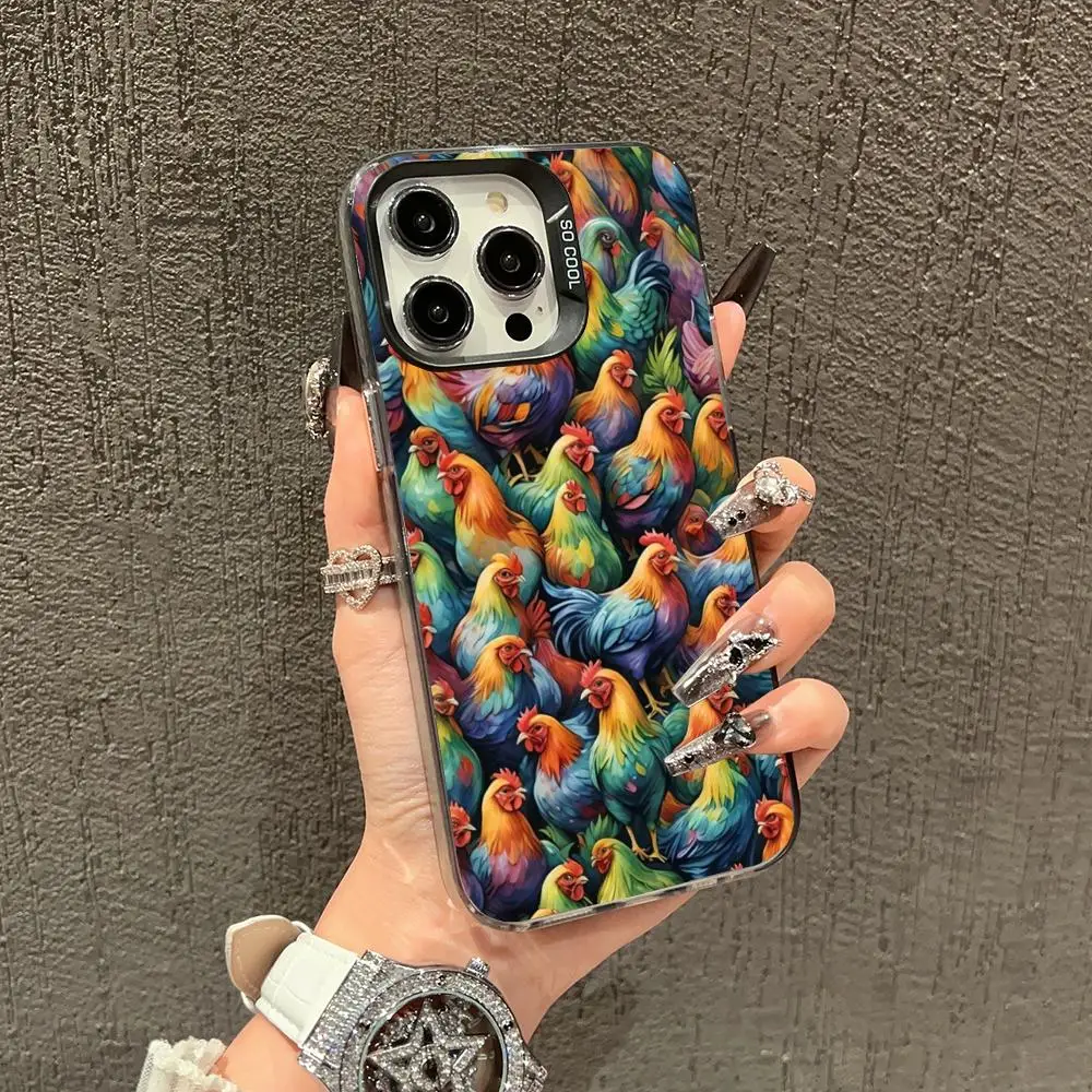 

Colorful chickens Phone Case case for iPhone17 16 15 14 13 12 11 Pro/ Max/Plus shock-proof rear cover anti-fingerprint