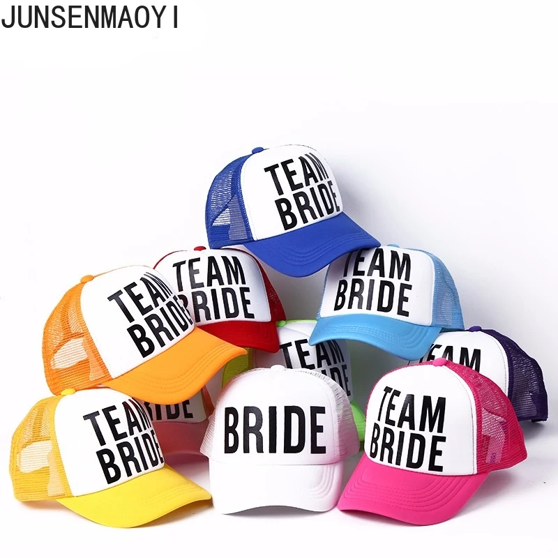 VORON BRIDE TO BE TEAM BRIDE Bachelorette Hats Women Wedding Preparewear Trucker Caps White Neon Mesh Visor Outdoor Sun Hat