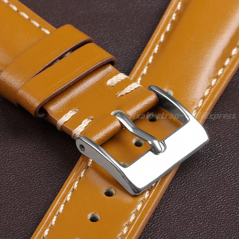 Vintage Calfskin Watch Strap 20mm 22mm 24mm Universal Cowhide Stitching Watchband Quick Release Watch Accessories Pin Buckle